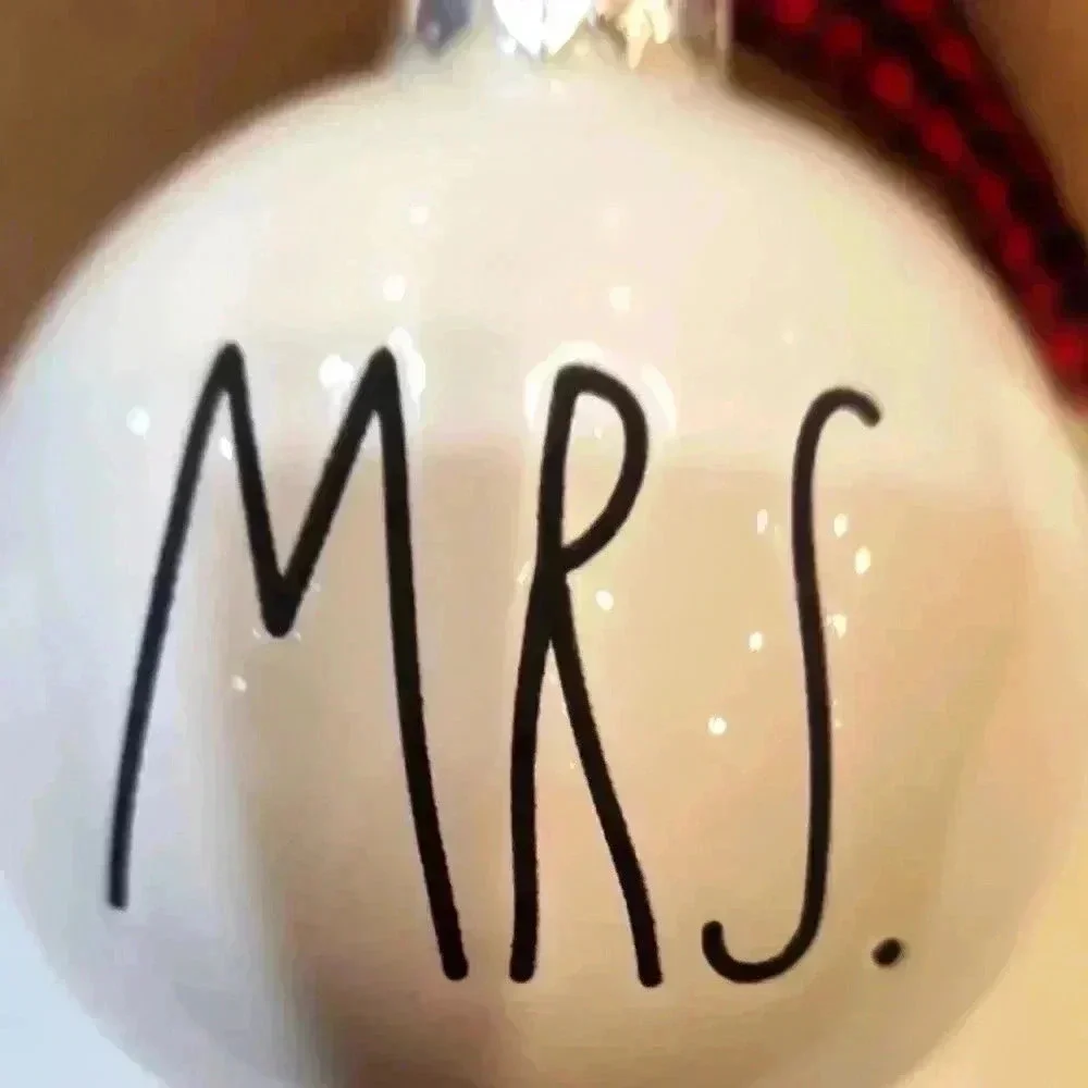 Rae Dunn Black & White Ornaments Holiday Mr. & Mrs. 2018 set Anniversary Wedding